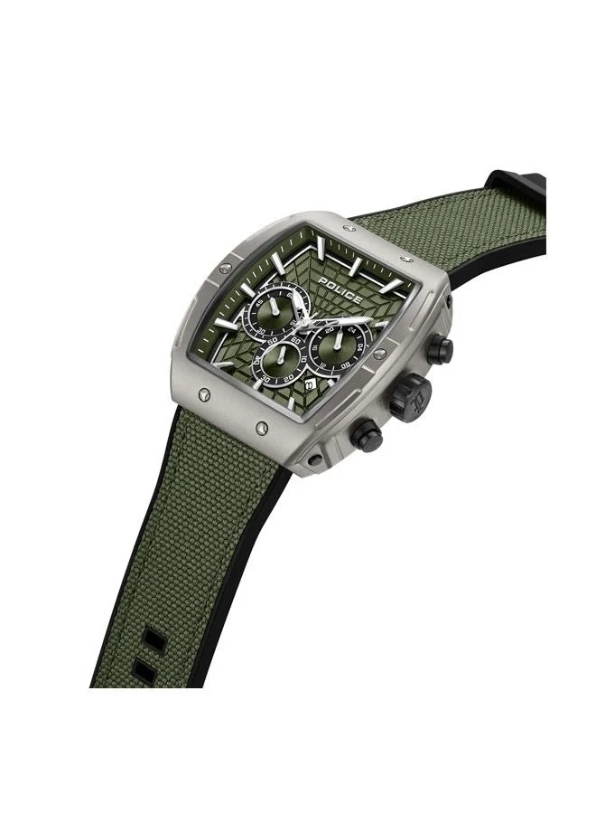 بوليس Coswig Green Dial Silicone-Nylon Bracelet Chronograph Watch for Men, 45mm